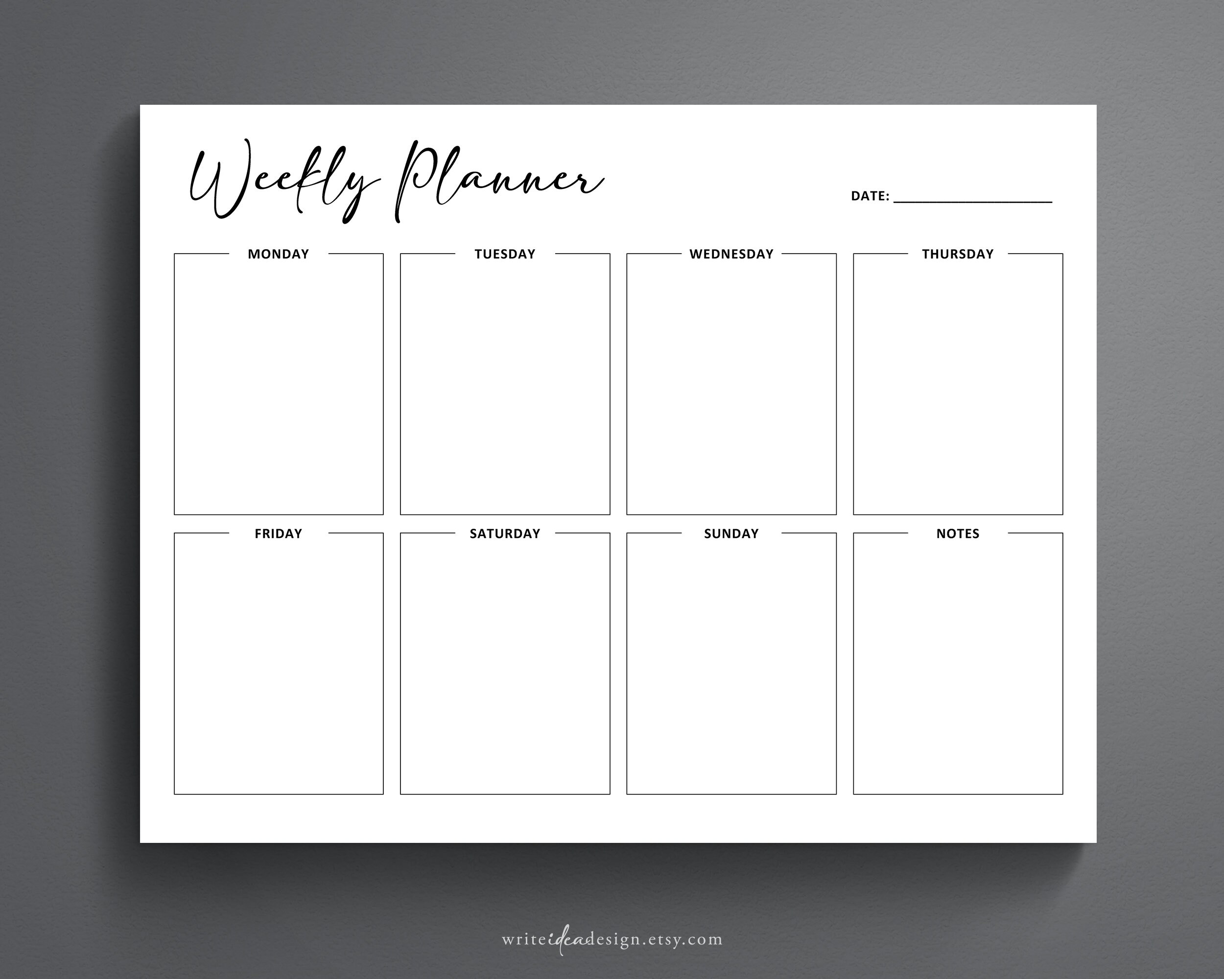 Minimalist Weekly Planner Printable (monday & Sunday Start) - Etsy