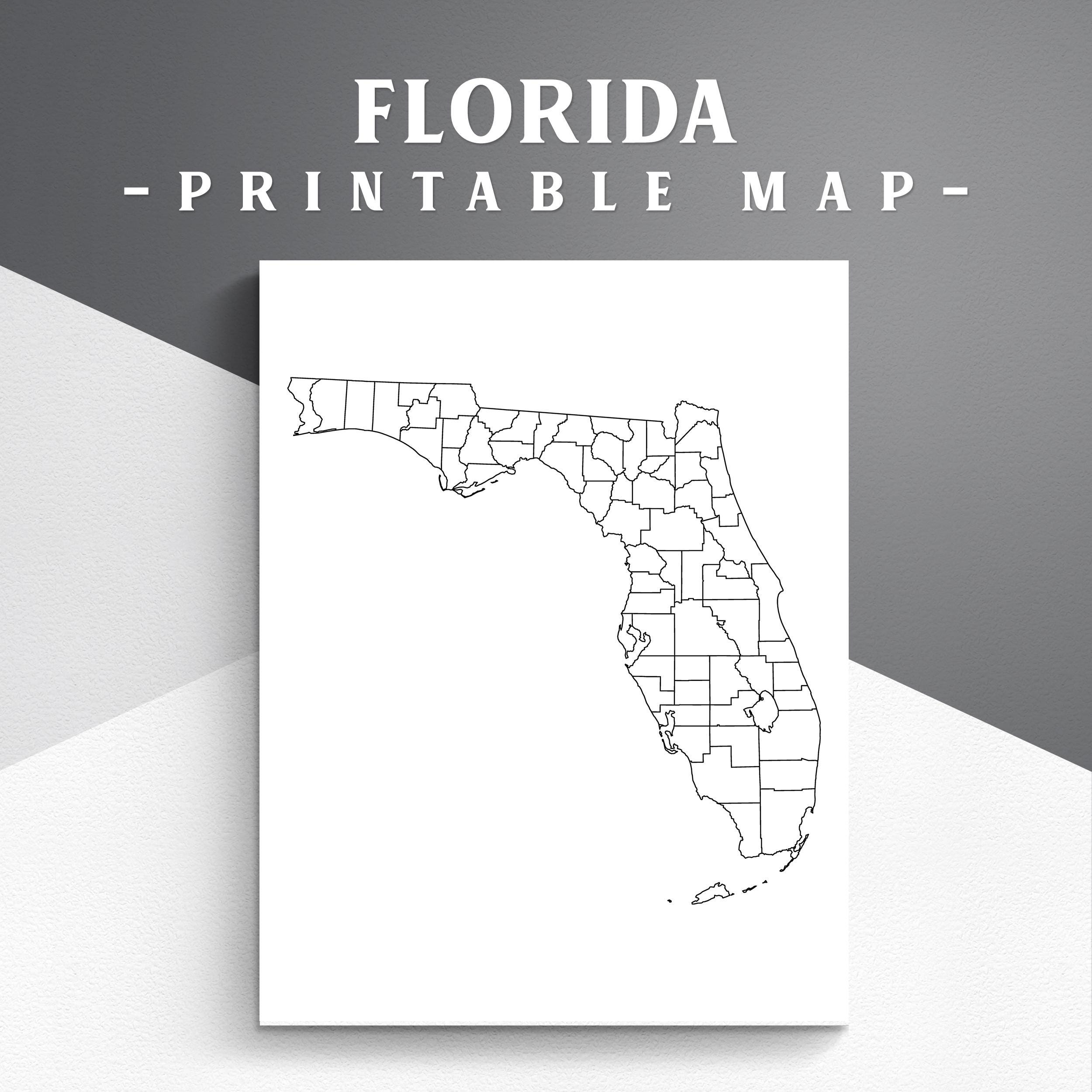 Printable Florida County Map: Geography Activity, Homeschool Resource (PDF  + PNG) - Etsy, image size:2500x2500