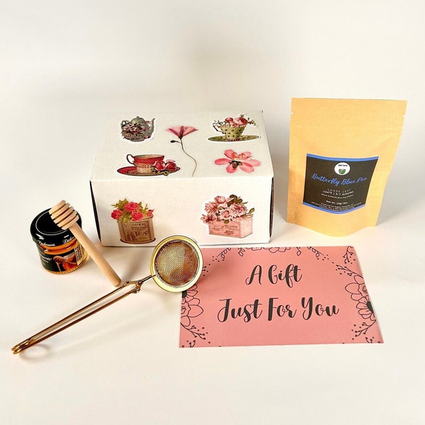 Custom Message Loose Leaf Tea Giftset, Personalized Tea Lover Gift, Care package for her, Get Well Soon Tea Gift box, Herbal Loose Tea Set