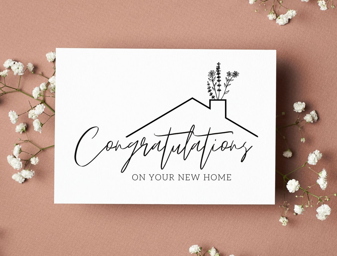 Congratulations on Your New Home Printable Card. Housewarming Card. Digital Download. PNG, JPEG