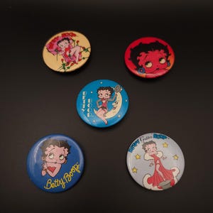 Betty Boop Round Tin Button Pin back - Select from List