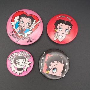 Betty Boop Round Tin Button Pin back - Select from List