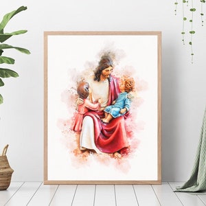 Children of God, I am a Child of God, Peace in Christ, Jesus with Children, LDS art, Jesus Watercolor Print, Christ Print
