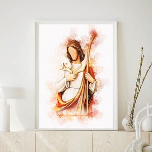 Jesus Christ and Lamb, Jesus Christ Portrait, Jesus Watercolor Print, Christ Print, Jesus Wall Art, Jesus Christ Gift