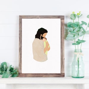 Jesus Christ Holding Gender Neutral Baby Miscarriage Baby Loss Watercolor Print