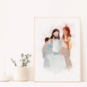 Kinderen van God, ik ben een kind van God, vrede in Christus, Jezus met kinderen, LDS kunst, Jezus aquarel print, Christus print ac