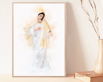 Virgin Mary Jesus in Thought Print, Jesus Christ LDS, Picture of Jesus, Jesus The Christ Watercolor