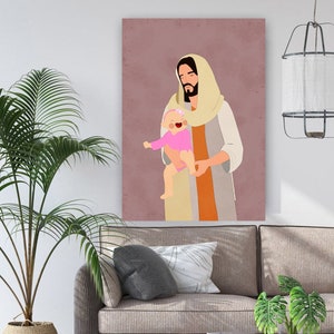 Jesus Christ Holding Baby Girl Miscarriage Grief Watercolor Print