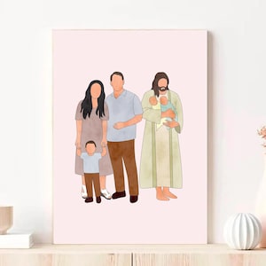 Custom Miscarriage Family Portrait, Angel Baby Family Portrait, Miscarriage Portrait with Jesus Stillborn Loss miscarriage Memorial Keepsake
