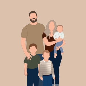 Memorial Custom Line Drawing, Faceless Portrait Custom, Family portrait, Memorial portrait, Angel, Halo, Memorial Keepsake