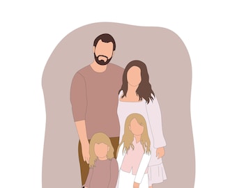 Custom Faceless Portrait, Custom Portrait,  Faceless Digital Portrait, Drawing from Photo, Memorial keepsake, Fathers day