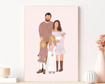 Custom Miscarriage Loss Family Portrait, Angel Baby Family Portrait, Baby Loss Gift, Miscarriage Portrait, Stillborn, Memorial gift for baby