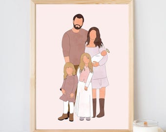 Custom Miscarriage art, Family Portrait, Angel Baby, Infant Loss, Stillborn Memorial