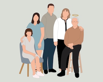 Faceless Memorial Portrait, Memorial Custom Line, Minimal Miscarriage gift Family LossAngel Halo Memorial Keepsake