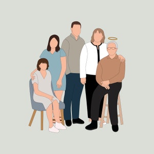 Faceless Memorial Portrait, Memorial Custom Line, Minimal Miscarriage gift Family LossAngel Halo Memorial Keepsake
