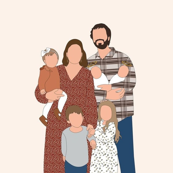 Faceless Drawing Portrait, Custom Faceless Portrait from Photo, Digital Portrait, Family portrait, Memorial portrait