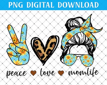Free Peace Love Momlife Svg
