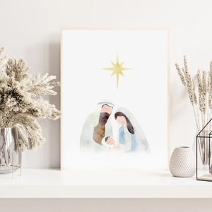 Nativity Scene Art, Christmas Jesus, Christmas Nativity Art, Picture of Christ, LDS Art, Picture of Christ Christmas Decor