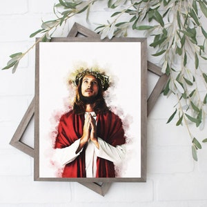Jesus The Christ Watercolor, Jesus crown of thorns, Jesus Christ Portrait, Christ Print, Jesus Wall Art, Jesus Christ Gift