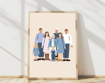 Digital Custom Family Portrait, Minimalist Couple Drawing, Portrait From Photo