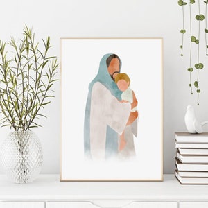 Christ&#39;s Embrace (blonde) Print, Jesus Picture, Jesus with Children, LDS art, Jesus Watercolor Print, Christ Print