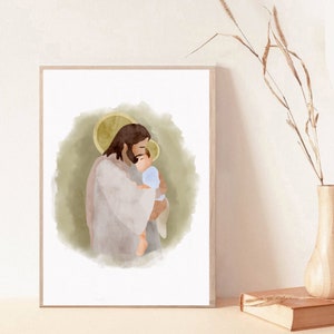 Kinderen van God, ik ben een kind van God, vrede in Christus, Jezus met kinderen, LDS kunst, Jezus aquarel print, Christus print