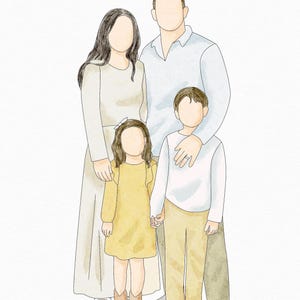 Cuadro personalizado dibujado a mano a partir de una foto, retrato familiar en acuarela, retrato personalizado de madre y padre. imagen 10