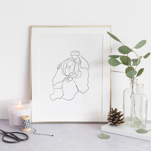 Nativity Scene Art, Christmas Decor Christmas Nativity Art, LDS Art, Picture of Christ, Catholic Godparent Gift, Catholic Baby Shower