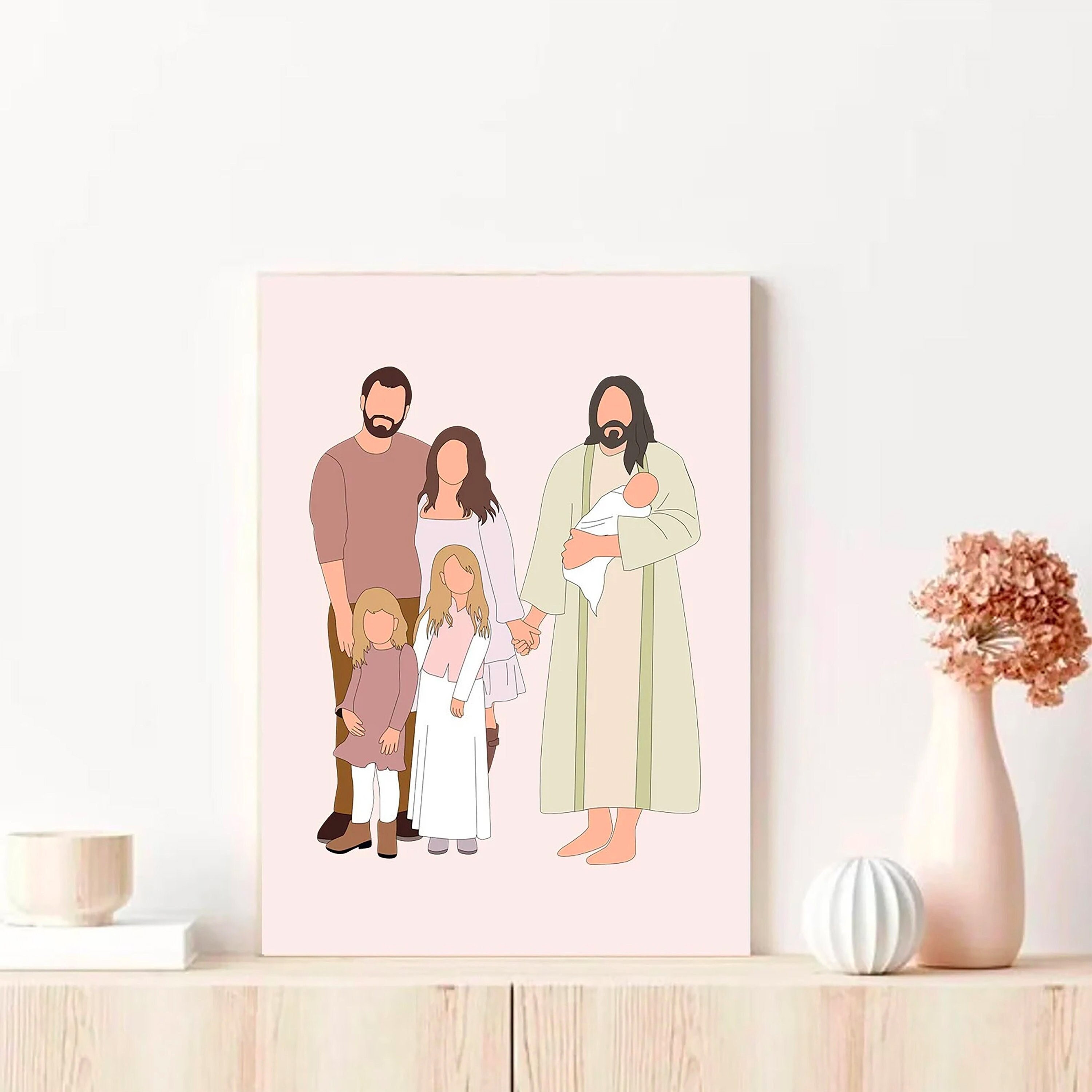 Custom Miscarriage Family Portrait, Angel Baby Family Portrait, Miscarriage Portrait with Jesus, Stillborn, Loss Gift , Memorial Keepsake