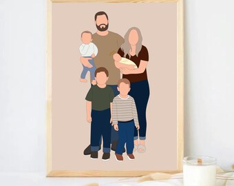 Angel Baby in Heaven Portrait, Custom Miscarriage art, Family drawing, Infant Loss Gift