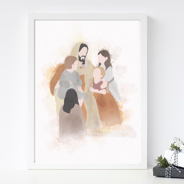 Children of God, I am a Child of God, Peace in Christ, Jesus with Children, LDS art, Jesus Watercolor Print, Christ Print