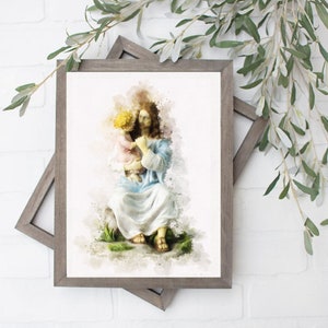 Kinderen van God, ik ben een kind van God, vrede in Christus, Jezus met kinderen, LDS kunst, Jezus aquarel print, Christus print