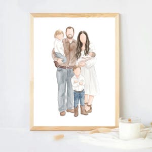 Cuadro personalizado dibujado a mano a partir de una foto, retrato familiar en acuarela, retrato personalizado de madre y padre. imagen 13