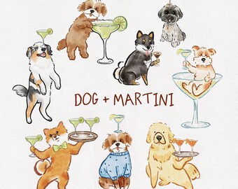 Dog Cocktail, Pet Doodle, Signature Drink illustration, Wedding Party Dog