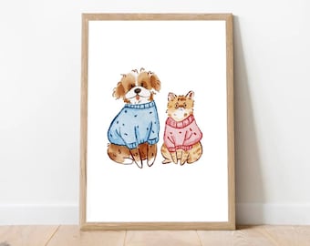 Custom Badly Drawn Pet Portrait, Dog Cat Doodle Art , Unique Pet drawing
