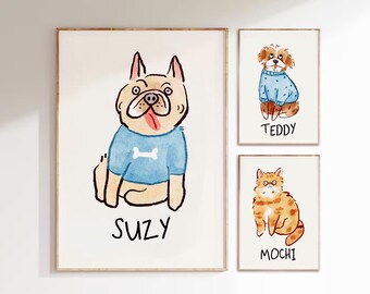 Funny Pet Portrait, BAD PORTRAIT, Cat Doodle, Dog watercolor , Animal Caricature