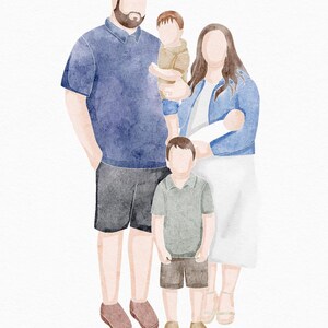 Cuadro personalizado dibujado a mano a partir de una foto, retrato familiar en acuarela, retrato personalizado de madre y padre. imagen 9