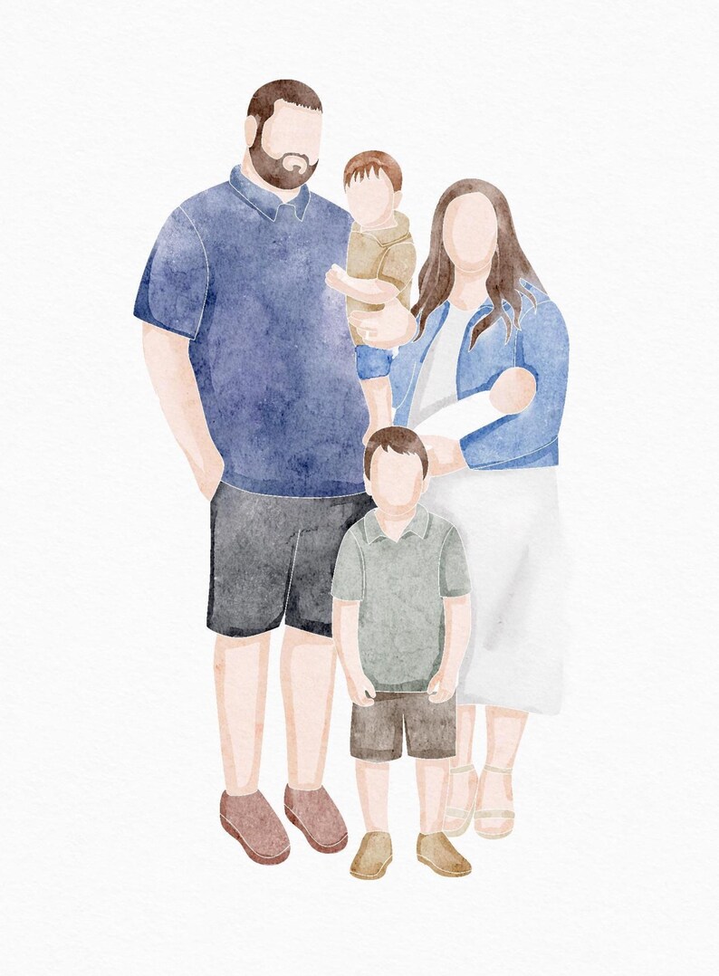 Cuadro personalizado dibujado a mano a partir de una foto, retrato familiar en acuarela, retrato personalizado de madre y padre. imagen 9