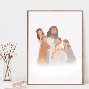 Kinder Gottes, Porträt von Jesus & Kinder, ich bin ein Kind Gottes, Frieden in Christus, Jesus mit Kindern, LDS Kunst, Jesus Aquarell Druck