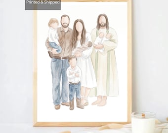 Custom Miscarriage Family Portrait with Jesus, Angel Baby, Stillborn Loss, Memorial Keepsake