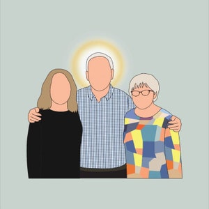 Memorial Custom Line Drawing, Digital Portrait, Family loss, Family portrait, Miscarriage, Angel, Halo, Memorial Keepsake