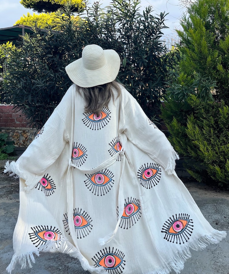 Straw Robe Evil Eye Robe Festival Clothing Women - Handmade Clothing Evil Eye ...