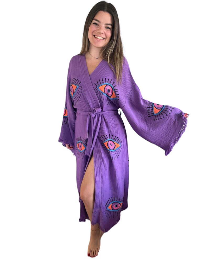 Decorated Robe Evil Eye Robe Festival Clothing Women - Handmade Clothing Evil Eye ...