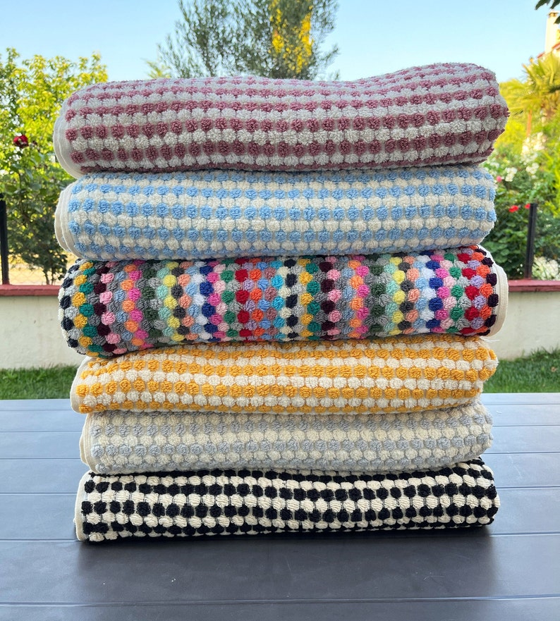 Bath Towel Rainbow Soft Cotton Beach Towel Thick Absorbent Turkish