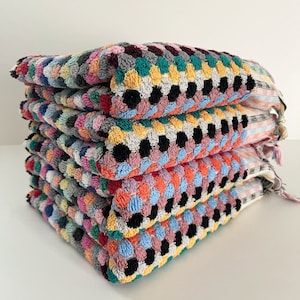 Hand Towel - Rainbow Soft Cotton Towel - Colorful Thick Absorbent Turkish Towel - Multicolor Hand Loomed Organic Terry Towel - Kitchen Towel