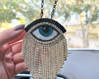Espejo de coche de mal de ojo colgante - encanto del coche del espejo retrovisor - decoración griega del mal de ojo - amuleto de regalo de coche turco
