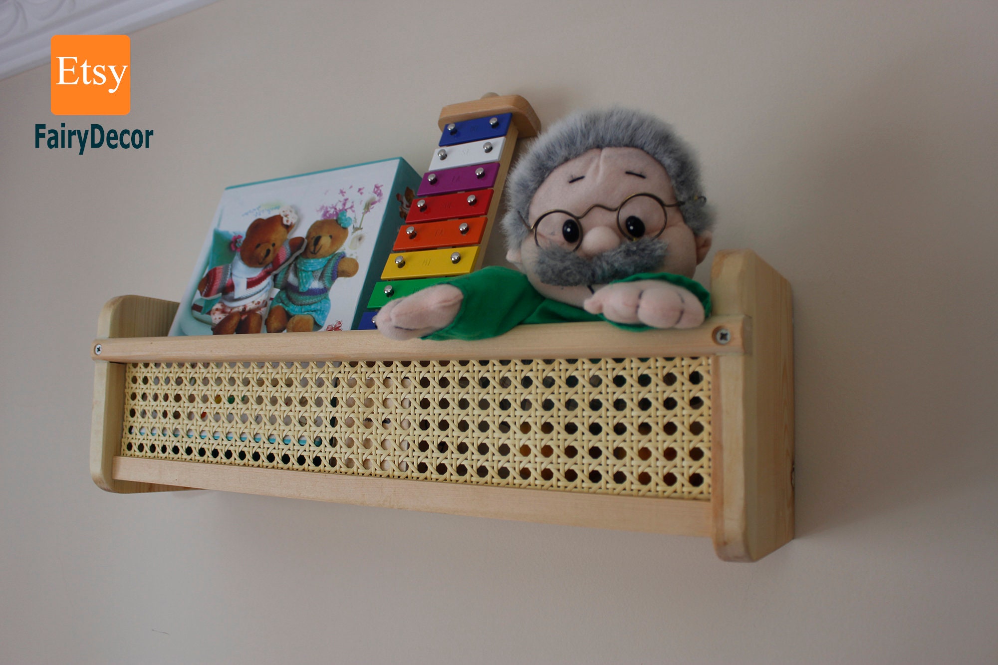Rattan Shelf Nursery Rattan Bookshelf Montessori Kids Rattan Etsy