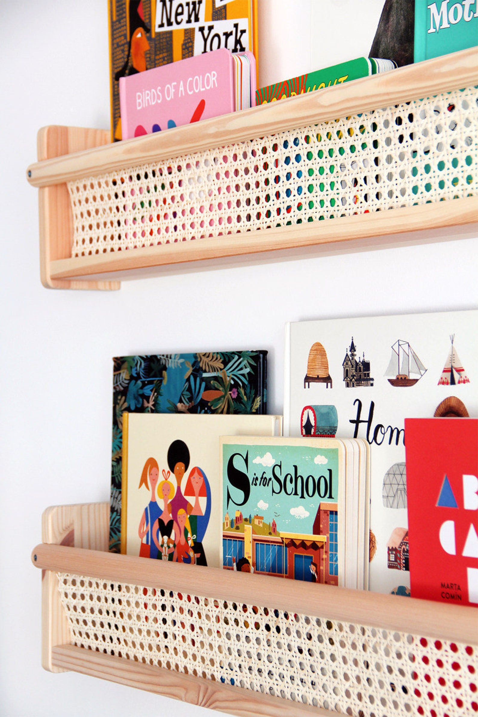 Rattan Shelf Nursery Rattan Bookshelf Montessori Kids Rattan Etsy