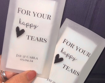 Personalised Happy Tears Tissues, Wedding Tissue Pack, Tissues for Guests, Wedding Tissue Packets