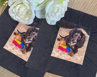 Personalised Photo Napkins, Black Napkin, Birthday, Wedding, 21st 30th Tissue, Any Age Party Napkin